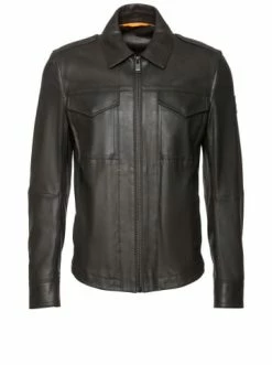 Rabatt 🤩 Bekleidung BOSS Lederjacke 'Jobeaan' Schwarz (001) Günstig Kaufen 👍