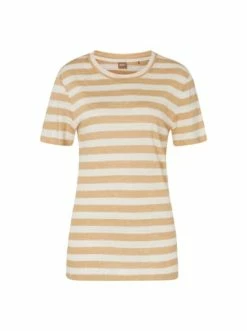 Am billigsten ❤️ Bekleidung BOSS Leinen Jersey Mit Streifen In Beige Günstig Kaufen 🧨