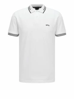 Auslauf 💯 Bekleidung BOSS Poloshirt 'Paul Curved' Weiß (100) Günstig Kaufen 🛒