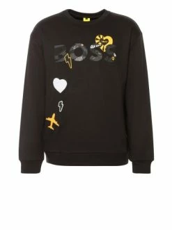 Schlussverkauf 🌟 Outdoor & Sport BOSS Sweatshirt 'Salbo Lotus' Schwarz (001) Günstig Kaufen 🔔