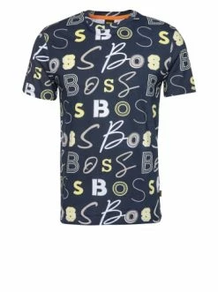 Besorgen 😀 Bekleidung BOSS T-Shirt 'TeAllovernew' Dunkelblau (404) Günstig Kaufen 🛒