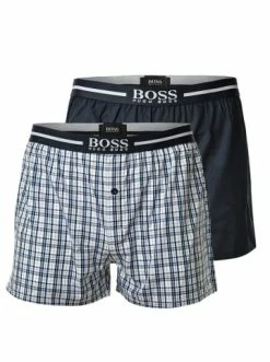 Schlussverkauf 🤩 Bekleidung BOSS Web-Boxershorts 2er Pack In Weiß/Blau Günstig Kaufen ⭐