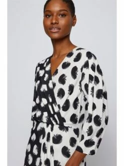 Bestpreis 😉 Bekleidung BOSS Wickelkleid 'Danotta' Mehrfarbig (960) Günstig Kaufen 😍 -Boss Verkaufsgeschäft boss wickelkleid danotta mehrfarbig 960 3